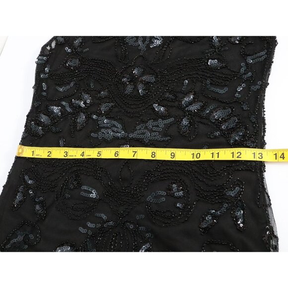 NWT Black Sequin and Mesh Sleeveless Cocktail Dress Sz Small -Poly USA by Neblon - Picture 9 of 10